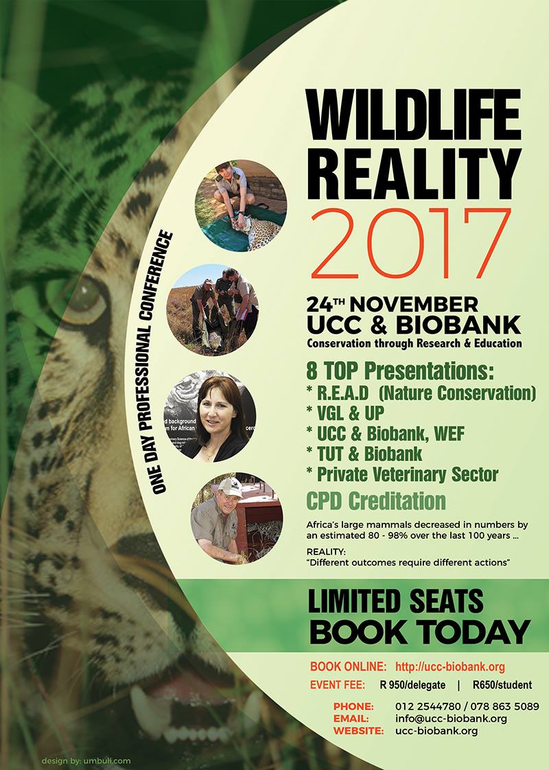 UkutulaUCC's tweet photo. Taking place tomorrow!! 1 Day Professional #Conference at the #UCC & #Biobank: Friday, 24th November 2017 BOOK TODAY - Limited seats: https://t.co/tRtRjISp51 #VET #VeterinaryScience #Nature #ConservationEducation #Wildlife #Animals #ConservationConference #Travel #SouthAfrica https://t.co/XWCS1I7d8j