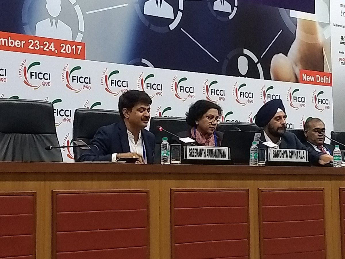 ficci_india's tweet photo. @barugaru @RecalibrateWrld @MotherDairyMilk @jvij1967 @HRANEXI @PwC @Papsban @airtelindia @BavejaManavi @Uber_India @strat_board @ShopClues Today human resources cannot just be seen as a body. Human resources should be seen from the point of view of skill, will, performance of task &amp; time that they perform: Sreekanth Arimanithaya #FICCIHR https://t.co/XEmkIxTIzb