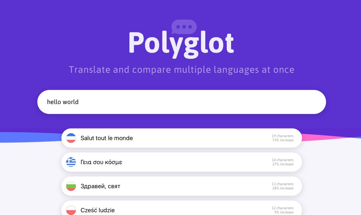mattanddesign's tweet photo. 🚀 I just launched Polyglot, a quick way to quickly compare multiple translations at once https://t.co/T4WKs939Et https://t.co/EYpo3wHyAb