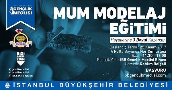 samedagirbas's tweet photo. Mum Modelaj Eğitimi Başvuruları Başladı.
#İBB #GenclikMeclisi #Mum #Modelaj
Bilgi ve Başvuru;
https://t.co/P20zmPq9av https://t.co/qxajE7XrFf