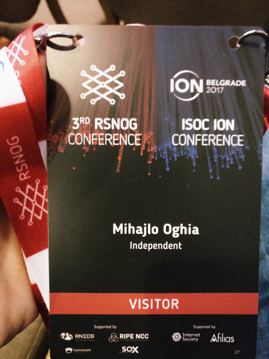 MikeOghia's tweet photo. Dobro jutro from #IONConf and #RSNOG 2017 in #Belgrade. Many thanks to @internetsociety, @smarkovic, and @Des for organizing! https://t.co/beH0EajDUE