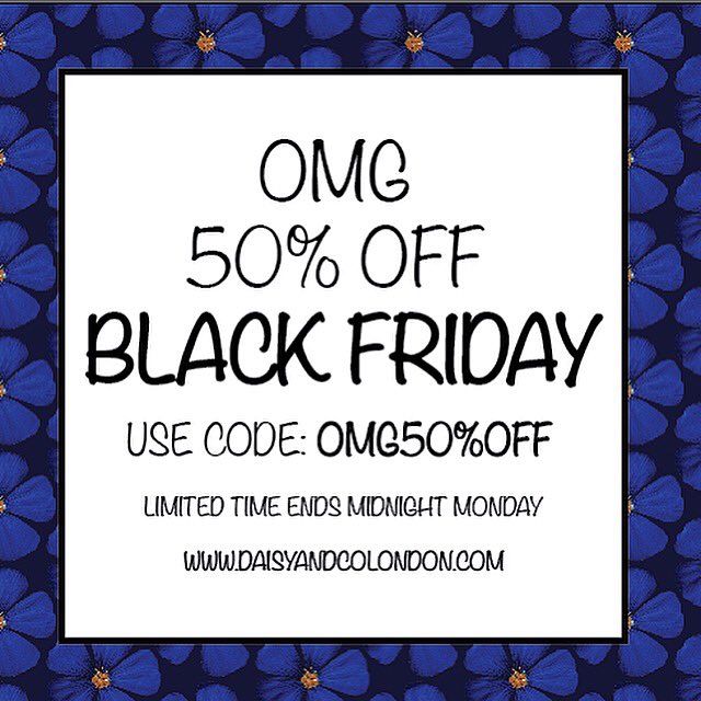 DaisyAndCoLDN's tweet photo. Happy Black 5-Day❗️
OMG get 50% off every single thing on site with code OMG50%OFF (Limited time only) #blackfriday
https://t.co/hQrpSSx3zW https://t.co/9NbFVfZ0Ce