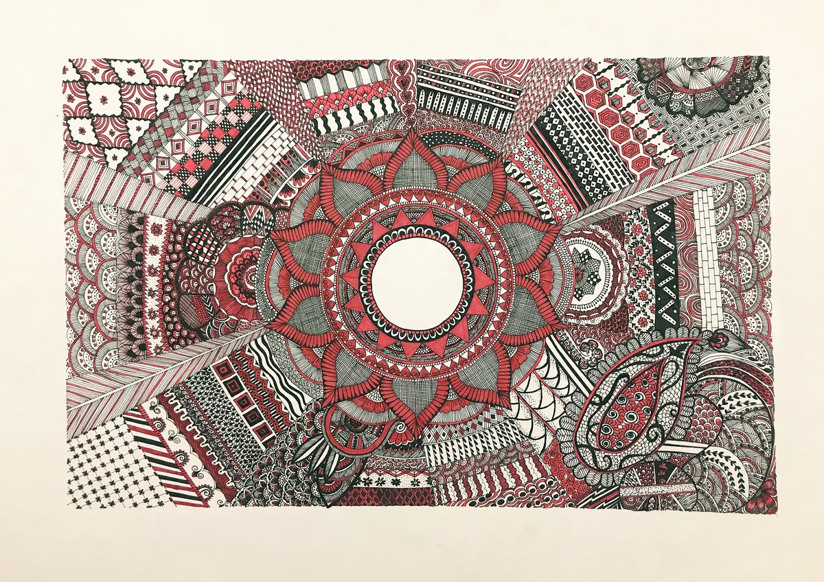 GoodTimeYourWay's tweet image. Lotus flower #freefrom #freehand #doodleart #madhubaniart #drawing #blackandred