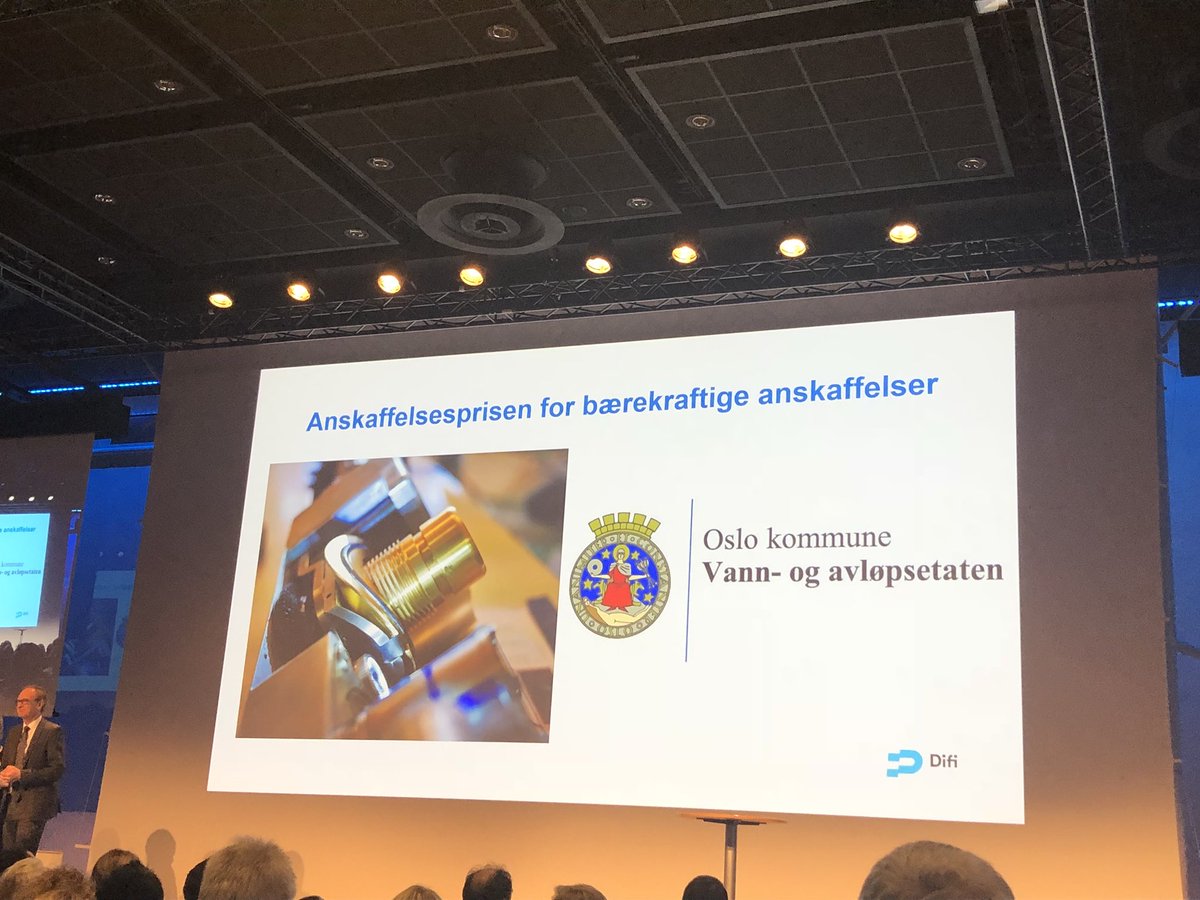 Gratulerer @Oslokommune vann og avløpsetaten med anskaffelsesprisen for bærekraftige anskaffelser! @Difi_no #anskaffelsekonferansen