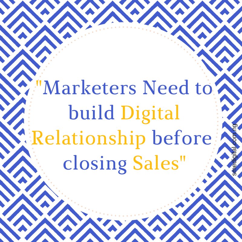 Start building an online relationship with your prospective customers because that is their place of influence. #smedigital, smedigitalng - buff.ly/2iJIsID