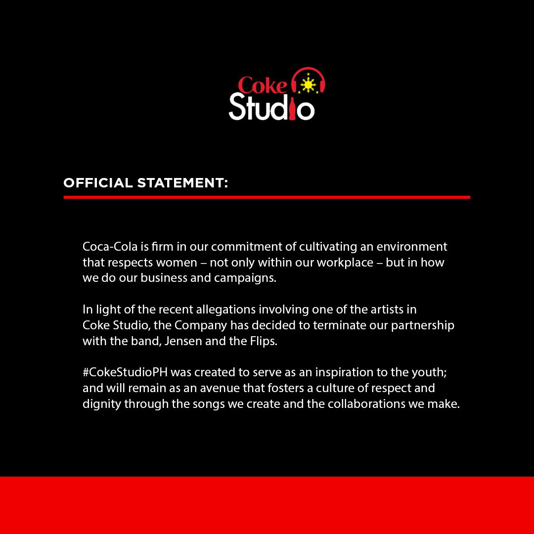 CocaColaPH's tweet photo. #CokeStudioPH's Official Statement: https://t.co/Qz49c0DhMt
