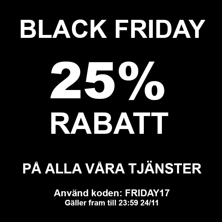 SeoHemsida's tweet photo. Black Friday startar nu! 25% rabatt på ALLA våra tjänster https://t.co/oZeCPktD3S
Gäller fram till kl 23:59 24/11 och kan ej komb. med andra erbj.

#blackfriday #rabatt #rea #erbjudande #sökoptimering #seo #sökordsoptimering #webbanalys #annonsering #sem #marknadsföring #företag https://t.co/hVkB4K4XHn