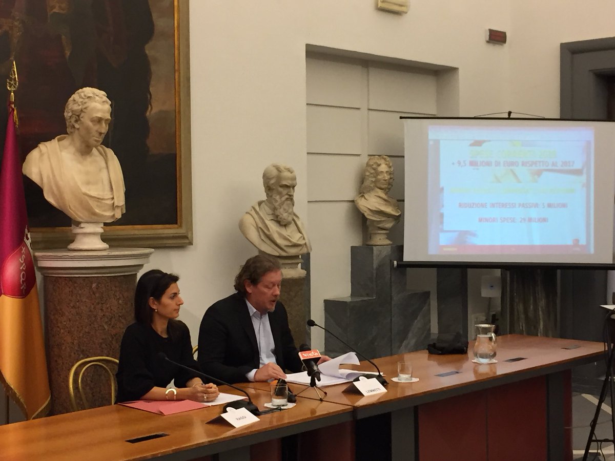 virginiaraggi's tweet photo. Presentiamo il nuovo Bilancio di Roma. Finisce l'era di #Scroccopoli Nessun aumento per asili, mense e trasporto scolastico. Più fondi per strade, sociale e municipi. https://t.co/OImisdTQqL