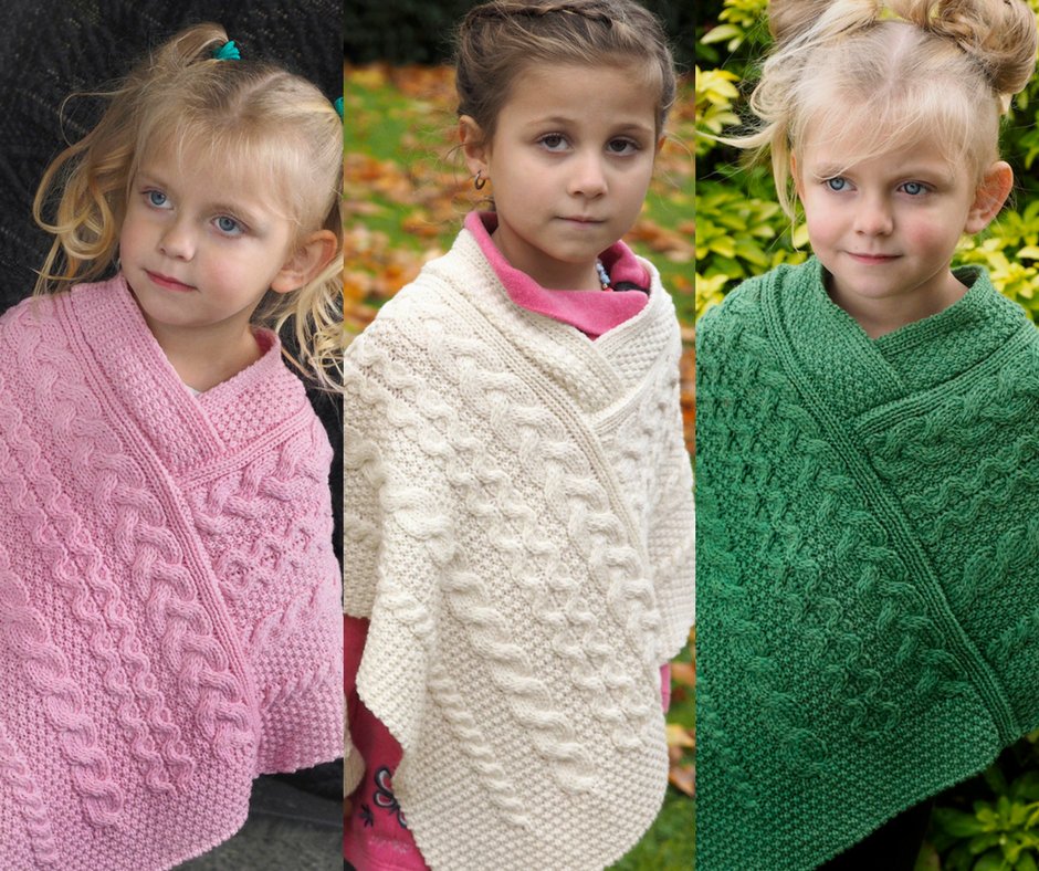 These beautiful ponchos are the child's version of our very popular Aran cape Poncho. They are very warm and comfortable to wear. Lovely addition to any child's wardrobe. #blackfridaysale bit.ly/2hYChmW