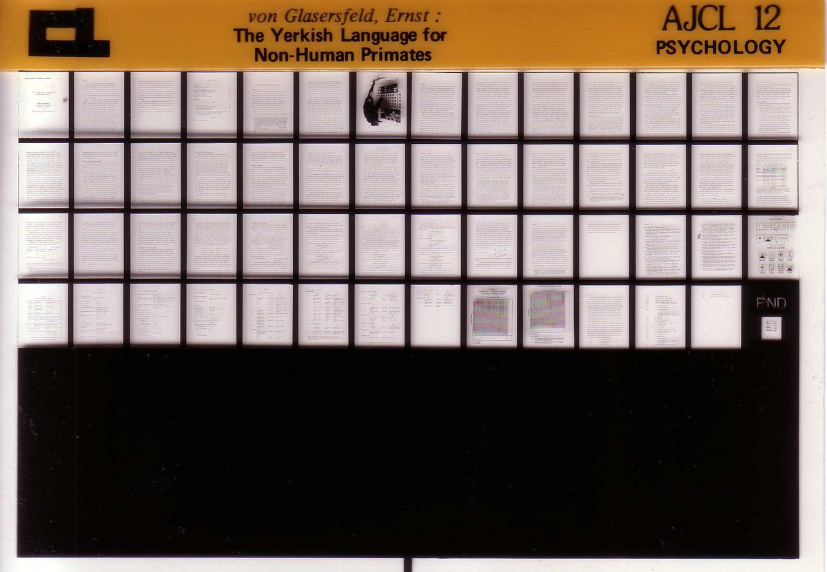 bbenzon's tweet photo. When it was founded in 1974 Computational Linguistics was called the American Journal of Computational Linguistics and it was published on microfiche, which allowed fast distribution and long articles. #AJCL #CL @xfoml https://t.co/1z2uElRmBq