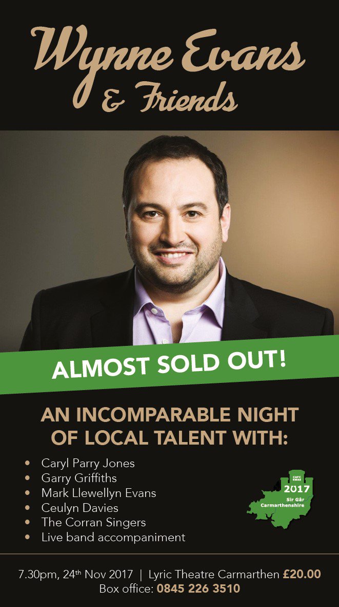 Call 0845 226 3510 to book your tickets for this great event. Starts at 7.30pm tomorrow night at The Lyric Theatre Carmarthen <a href="/Carms2017SirGar/">Carms 2017 Sir Gar</a>