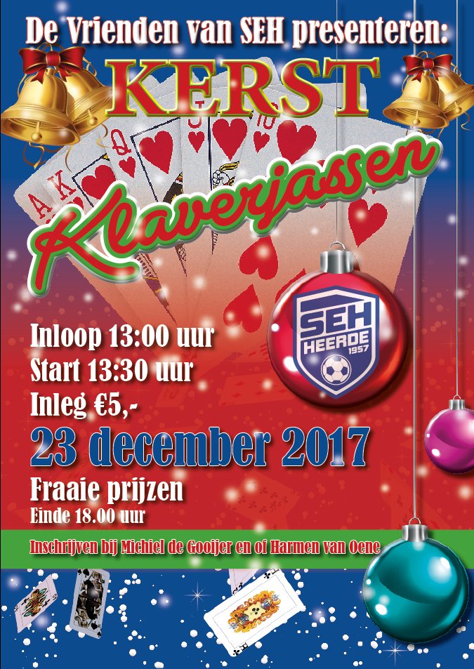 Kerst klaverjassen op zaterdag 23 december! @ vvseh.nl/nieuws/804/ker… #vvSEH #zegthetvoort #gezelligheid #kasdaagn