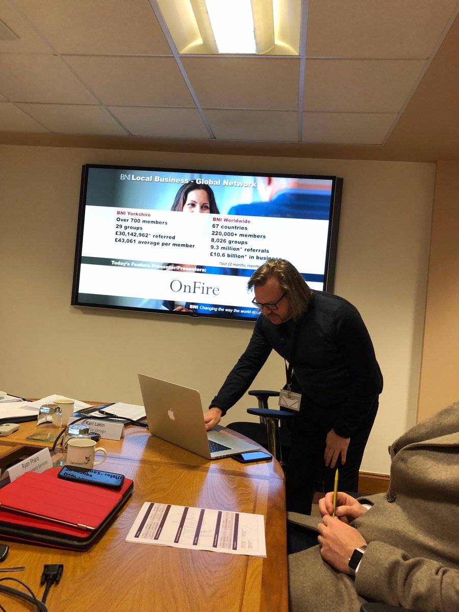 Great presentation from our groups' Graphic Designer Karl Lakin of Onfire Agency.

He's looking for referrals into Property Developers &amp; Property Agents as he has over 15 years experience in producing marketing material in this sector.

Happy Networking 

#Leeds #BNI #Business