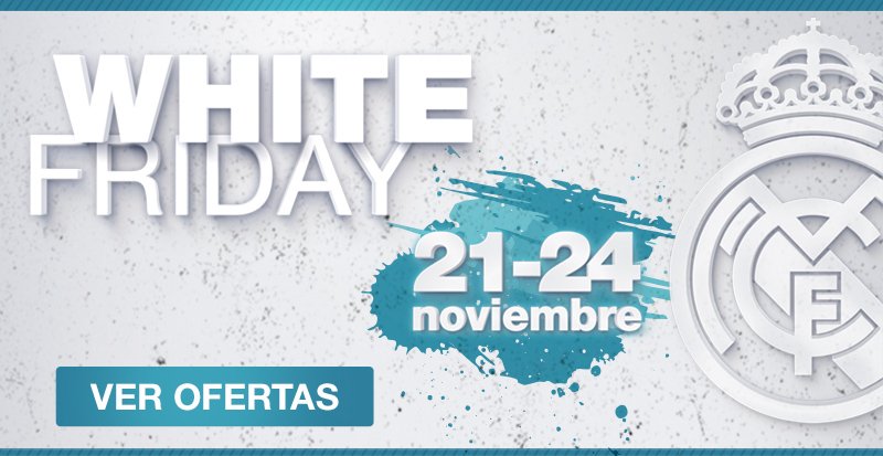 realmadrid's tweet photo. 👕👟⚽️ ¡No te pierdas el White Friday del @realmadrid con ofertas de hasta el 50% de descuento! Solo hasta la medianoche de mañana viernes.

🛒 https://t.co/GRcng7xpOA https://t.co/5m1HKMSNzb