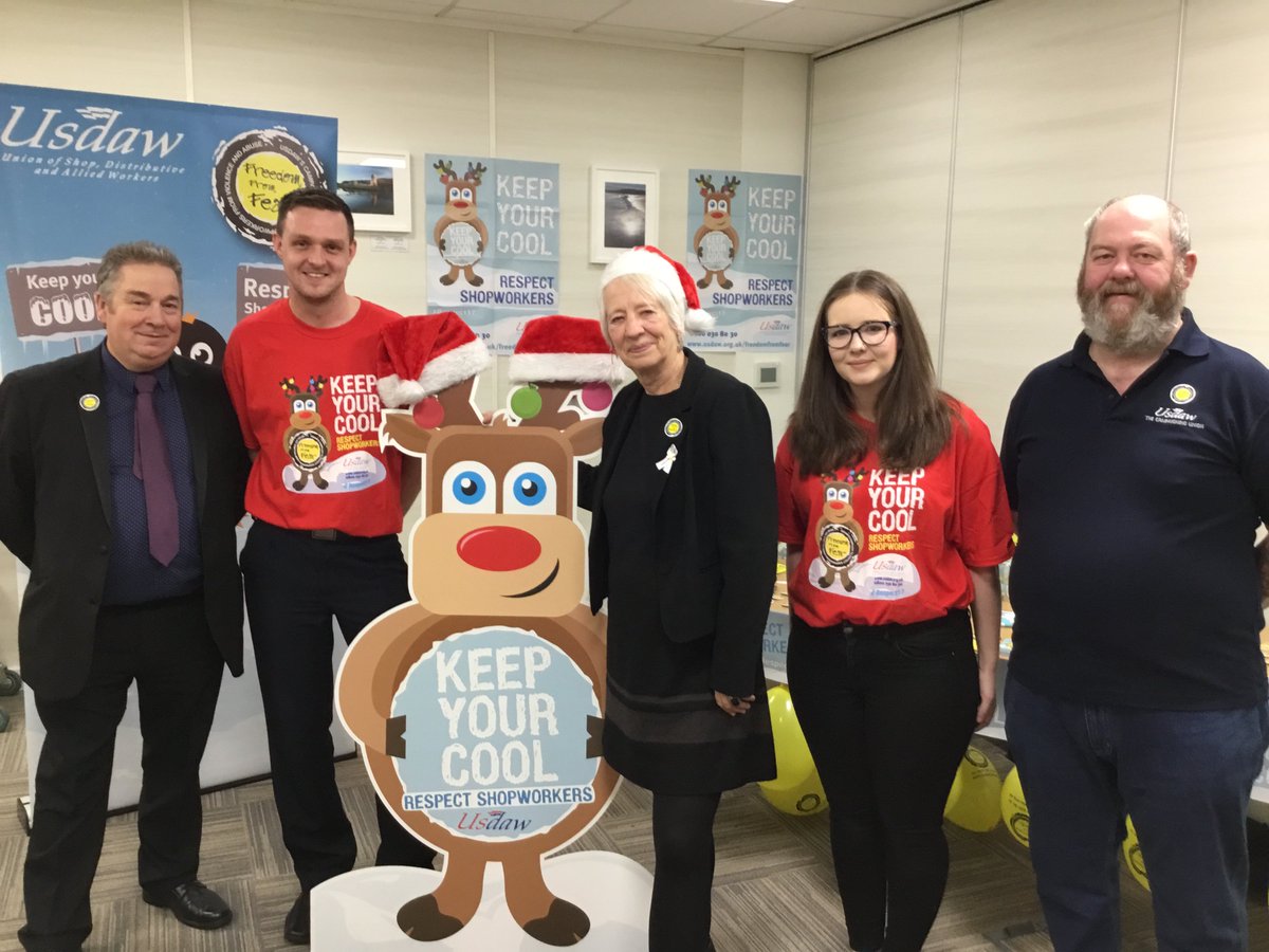 JennyRathbone's tweet photo. I support @UsdawUnion's Freedom From Fear campaign. With the Christmas rush coming up there is no better time to remember to keep your cool when shopping. No one should have have to be assaulted at work. #respect17 https://t.co/1Oyci4FedD