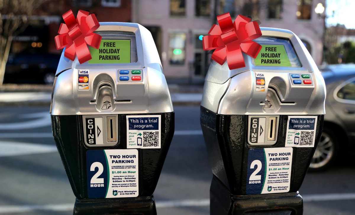 #HappyThanksgiving, #WilmingtonNC! On-street parking will be FREE today, tomorrow and Saturday. Come on downtown and #ShopLocal on Friday, then stick around for the downtown tree lighting.