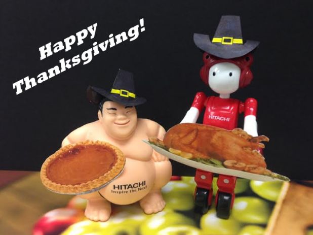 SocInnovBiz_US's tweet photo. From all of us here at Hitachi, we wish you and your family a Happy #Thanksgiving. https://t.co/bwEVUtSGzt