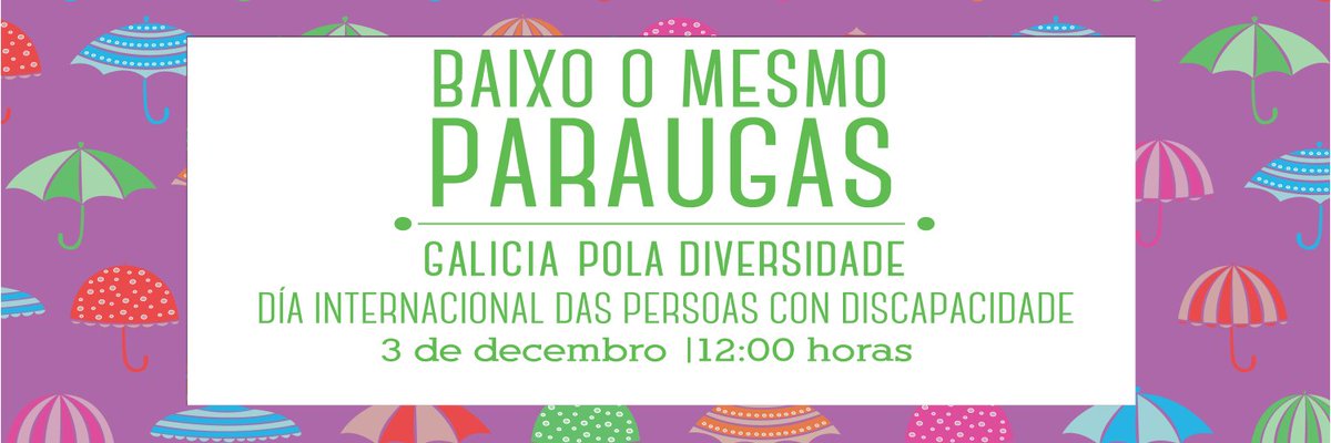Un año más <a href="/AAsperga/">Asperga Asociación</a> participa en la campaña <a href="/galiciadiversa/">O mesmo paraugas</a> #BaixoOMesmoParaugas. Os esperamos el 3 de diciempre a las 12:00 en La #PlazadeMariaPita de #ACoruna