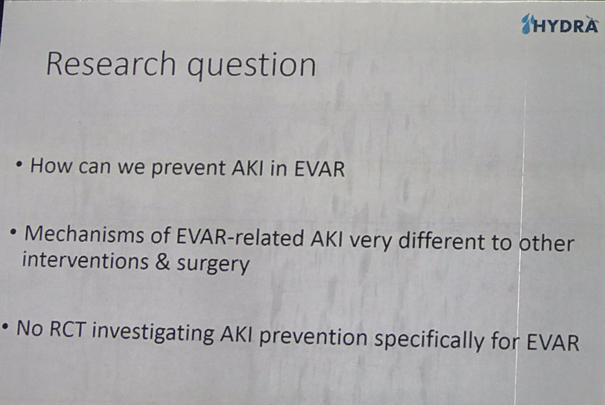 IMPROVETrial's tweet photo. Great presentation from @a_saratzis on Prevention of AKI following EVAR using bicarbonate & aggressive hydration: HYDRA-P RCT #VSASM17 https://t.co/yp5lytSvAf