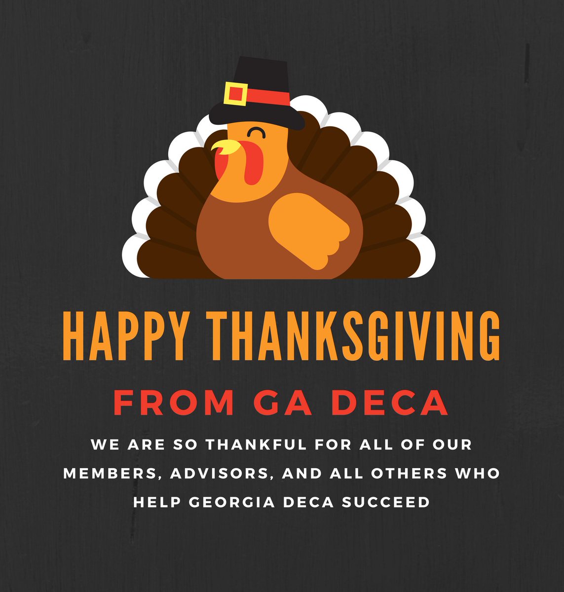 Georgia DECA, we are thankful for YOU! Happy Thanksgiving. #gadeca