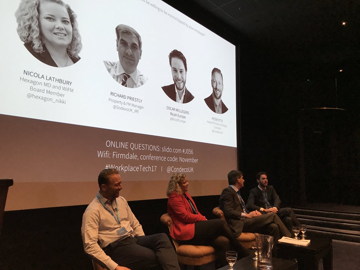 CondecoUK's tweet photo. It's time for the panel #WorkplaceTech17 #IndustryExperts #questiontime @SodexoUK_IRE @RicohUK @hexagon_nikki https://t.co/3ddDudaiMI