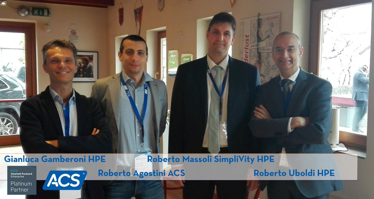 ACSDataSystems's tweet photo. @GamberoniGluca, Roberto Agostini, @MassoliRoberto e @roberto_uboldi durante il #SimplivityTour. L'unione fa la forza... @ACSDataSystems insieme a @HPE_IT e @HPE_SimpliVity #ItsFutureNow #trasformazionedigitale https://t.co/ekSFhKZ5dG