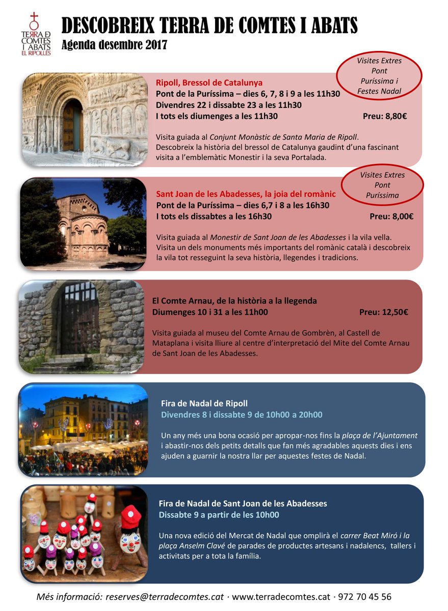 terradecomtes's tweet photo. 📌 Descobreix les visites guiades que ofereix @terradecomtes per aquest mes de desembre! #joproposo #Ripollès #culturaidentitat #InPyrenees #VisitPirineus #agenda https://t.co/OqWJIW0moz