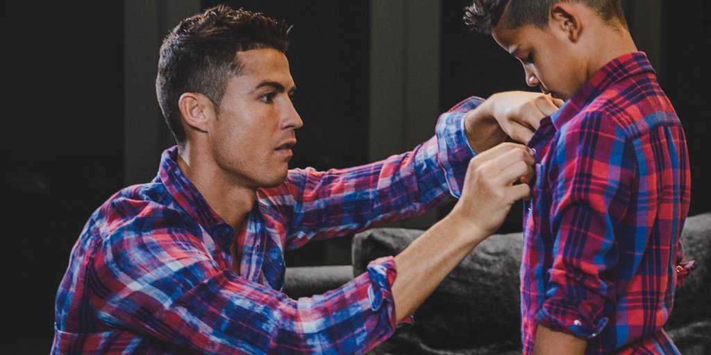Cristiano's tweet photo. Get ready for the weekend 🙌CR7 Mens &amp; Boys Collection available on https://t.co/rIL6OwV0rK @CR7limitless #BFCM #CR7Denim https://t.co/jUdkirJKzg