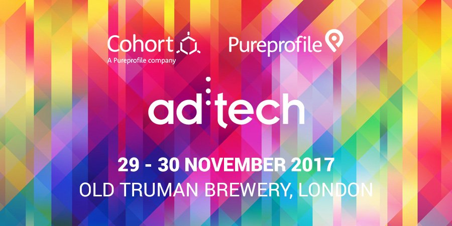 cohortglobal's tweet photo. Come and meet @CohortGlobal &amp; @Pureprofile at @adtech #London 2017, we'll be on floor ready to talk about how we can help you with your customer acquisition &amp; market research needs, to book some time with us check out this link: https://t.co/2VaiSpdW62 https://t.co/4wZIPZEJjI