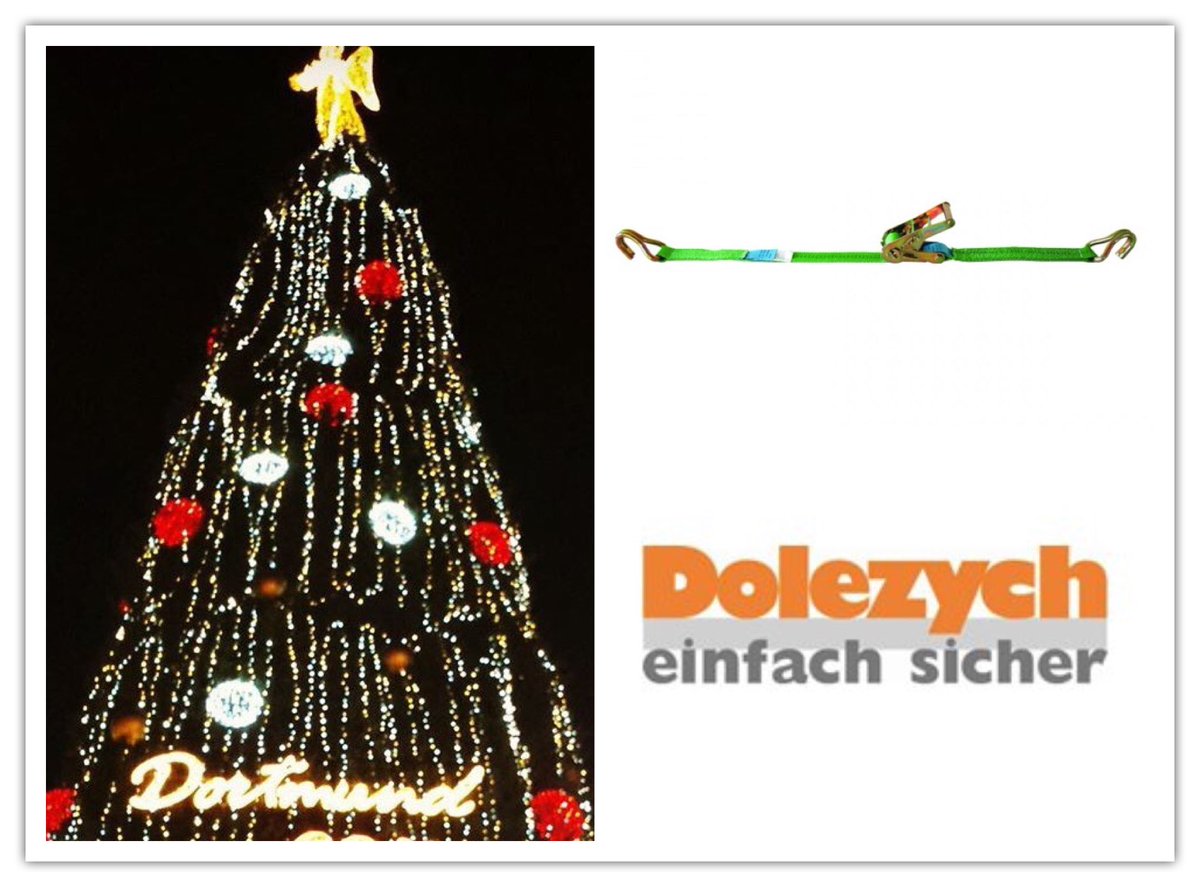 Dolezych's tweet photo. Heute wird der Dortmunder Weihnachtsmarkt eröffnet. Seit 1996 wird hier der größte Weihnachtsbaum der Welt aufgestellt🎄Jedes Jahr sorgen spezielle #dolezchzurrgurte für sicheren Stand. Diese verbinden die 1.700 Fichten des Weihnachtsbaumes mit dem darunterliegenden Gerüst 😊💫 https://t.co/H2D9dJ5xnB