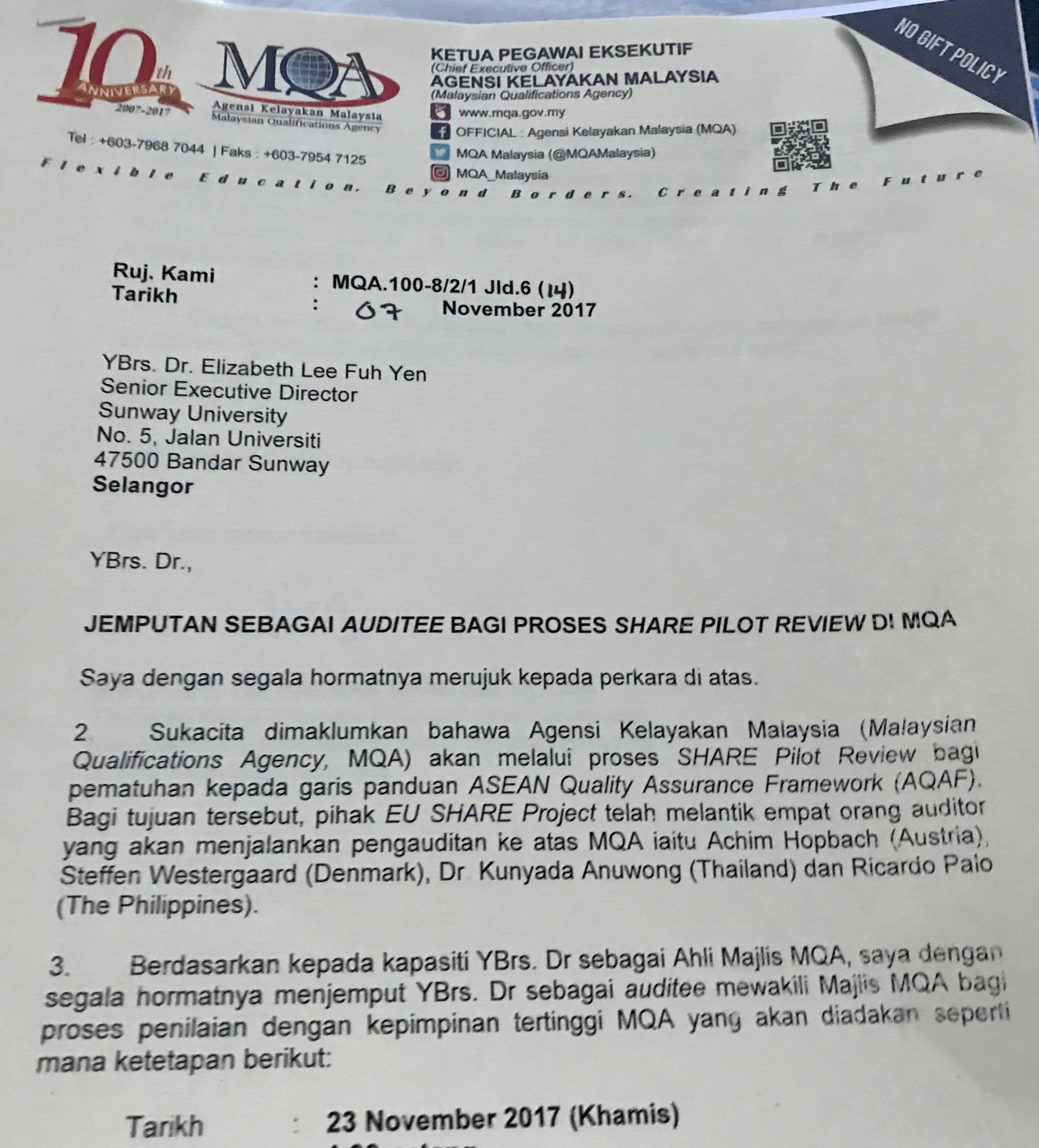 Elizabeth Lee On Twitter V Pleased Proud Of Mqamalaysia Being Audited By The Asean Quality Assurance Framework For The Eu Commission Asean Share Asean Pilot Review O B Of Mqa Council We Warmly Welcome