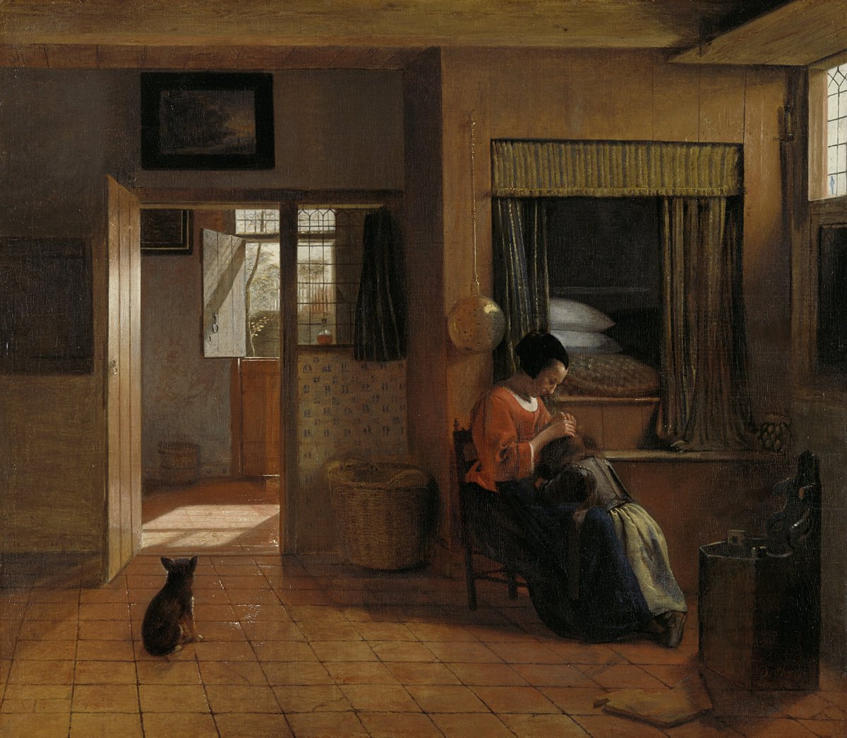 Painted depictions of everyday life are a particularly Dutch phenomenon. As an artist, De Hooch mainly painted figures in domestic settings. A characteristic element in many of his paintings is a view of a room through an open door or window. bit.ly/2kTXXBf #GoingDutch