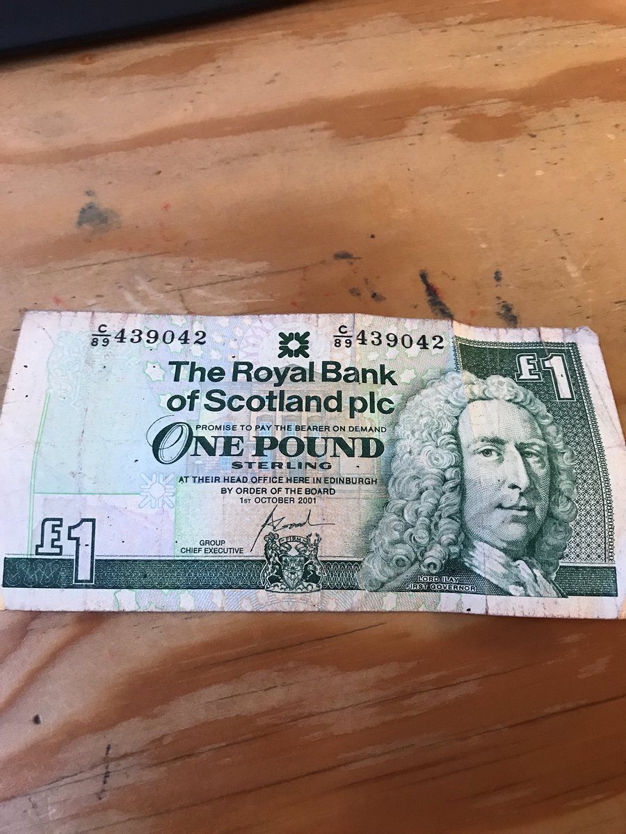 AustinRSheridan's tweet image. Had a chat about the new polyester notes and the one pound note came up in discussion. It has always been a nice part of Scottish heritage that Scots, tourists from other parts of the UK &amp;amp; visitors around the world enjoy. New polyester #OnePoundNote @RBS ?🤔 This one’s tired 😓.
