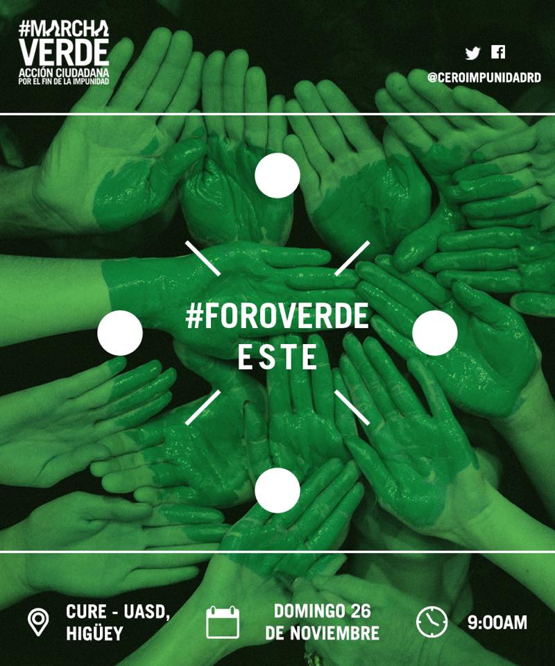 Si eres de la region Este acompañanos en el primero de los #ForosVerdes que será este domingo 26 de noviembre. #MarchaVerde #ProgramaVerde infórmate bit.ly/2mTZVT8