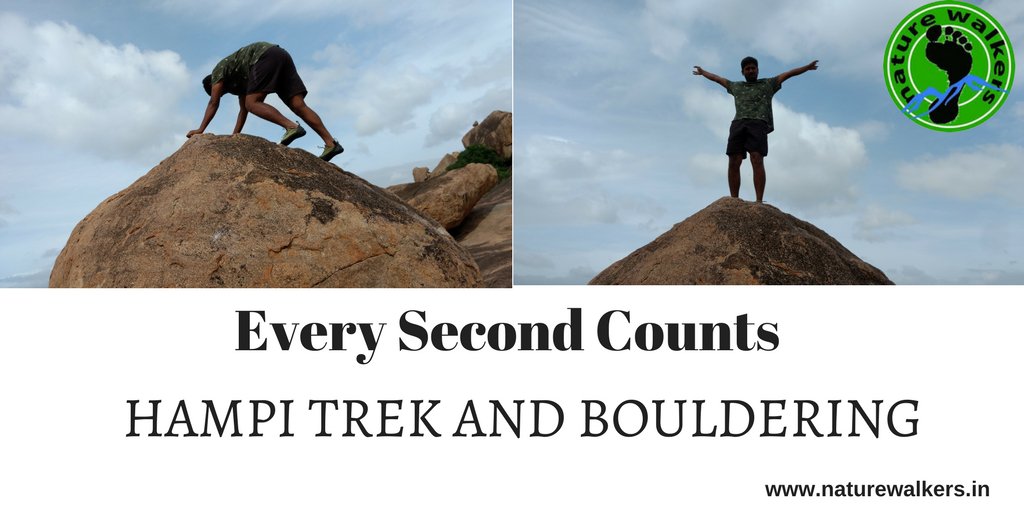 Every Second Counts
#hampi #trekking and #Bouldering #outdoors #AdventureSpots #unescocitiesofdesign 
naturewalkers.in