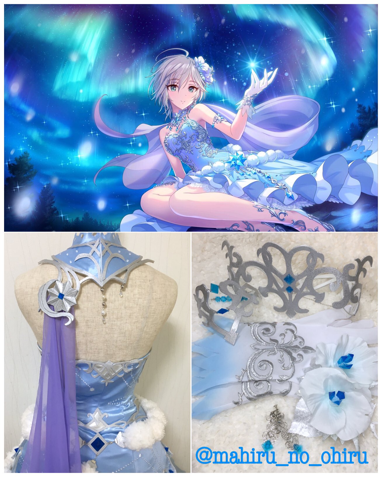 まひる Twitter પર 衣装 デレステ デレマス Ssr 極光のしらべ アナスタシア フェス限アーニャちゃんの衣装完成 設定通りの線しか出ないように切り替えたのがささやかなこだわり 左右非対称 造形物が多くて今までのアーニャssrの中では一番大変