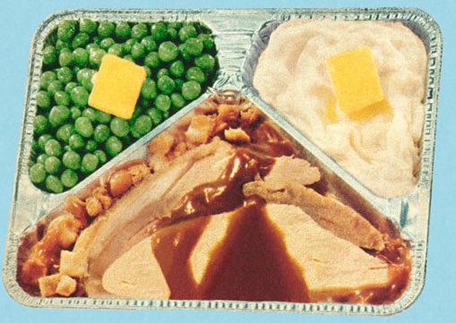 Rumtuger's tweet photo. Not to brag but this pre-packaged frozen  microwave turkey dinner is going to be....awesome! 😉 https://t.co/WbHduYEJzM