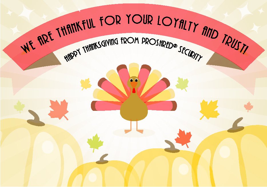 PROSHRED® Miami would like to wish everyone a very happy, safe, and filling Thanksgiving. Remember: Don't let your personal information get gobbled up this holiday season. Stay secure with PROSHRED® Miami! #DocumentDestruction #HappyThanksgiving