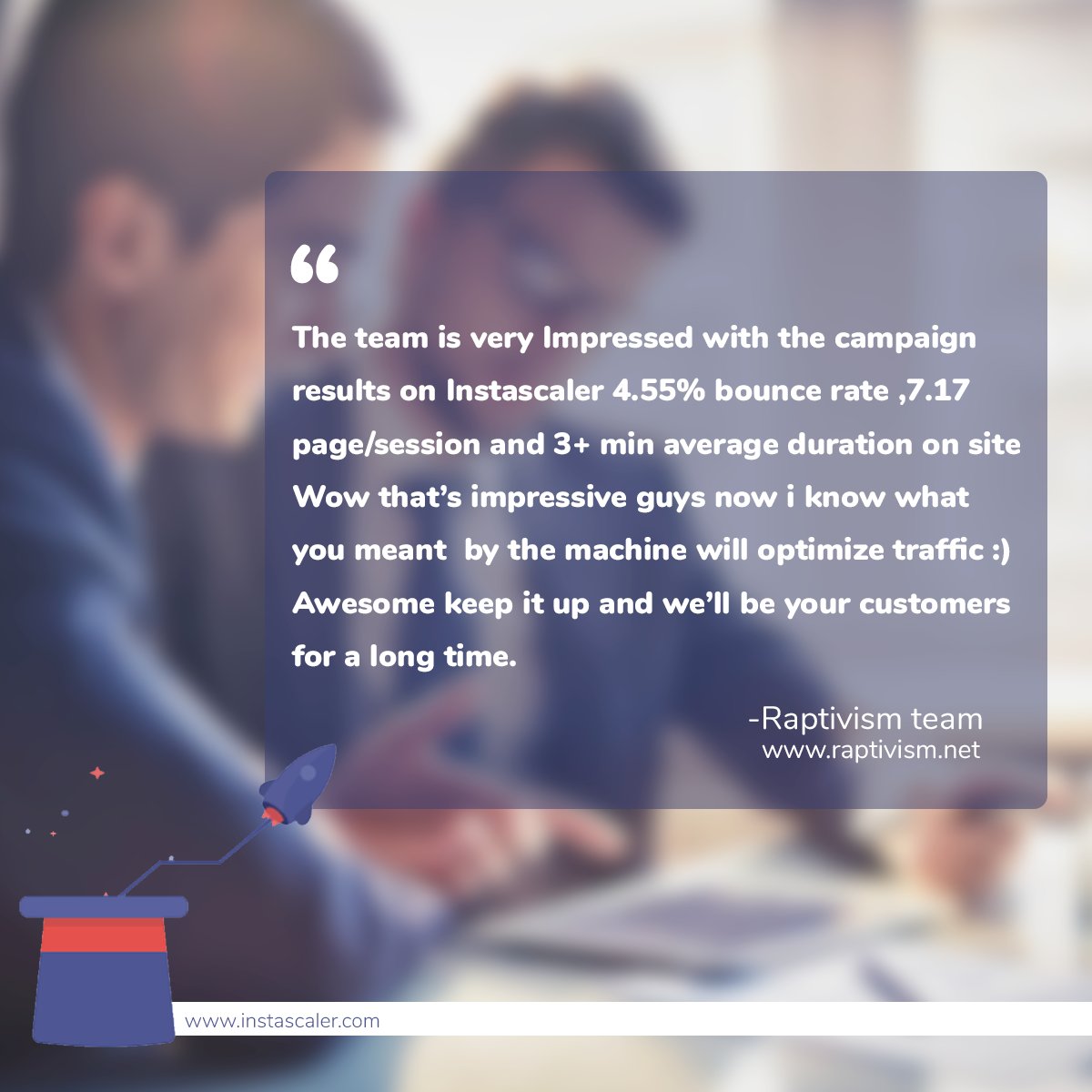InstaScaler's tweet photo. We strive to provide our amazing customers with nothing but the best results!
Sign up now at https://t.co/ypuK40B31B and put your advertising on auto pilot.
Thank you @realraptivism for your feedback! #Instascaler #websitetraffic https://t.co/58s2kPSPpK