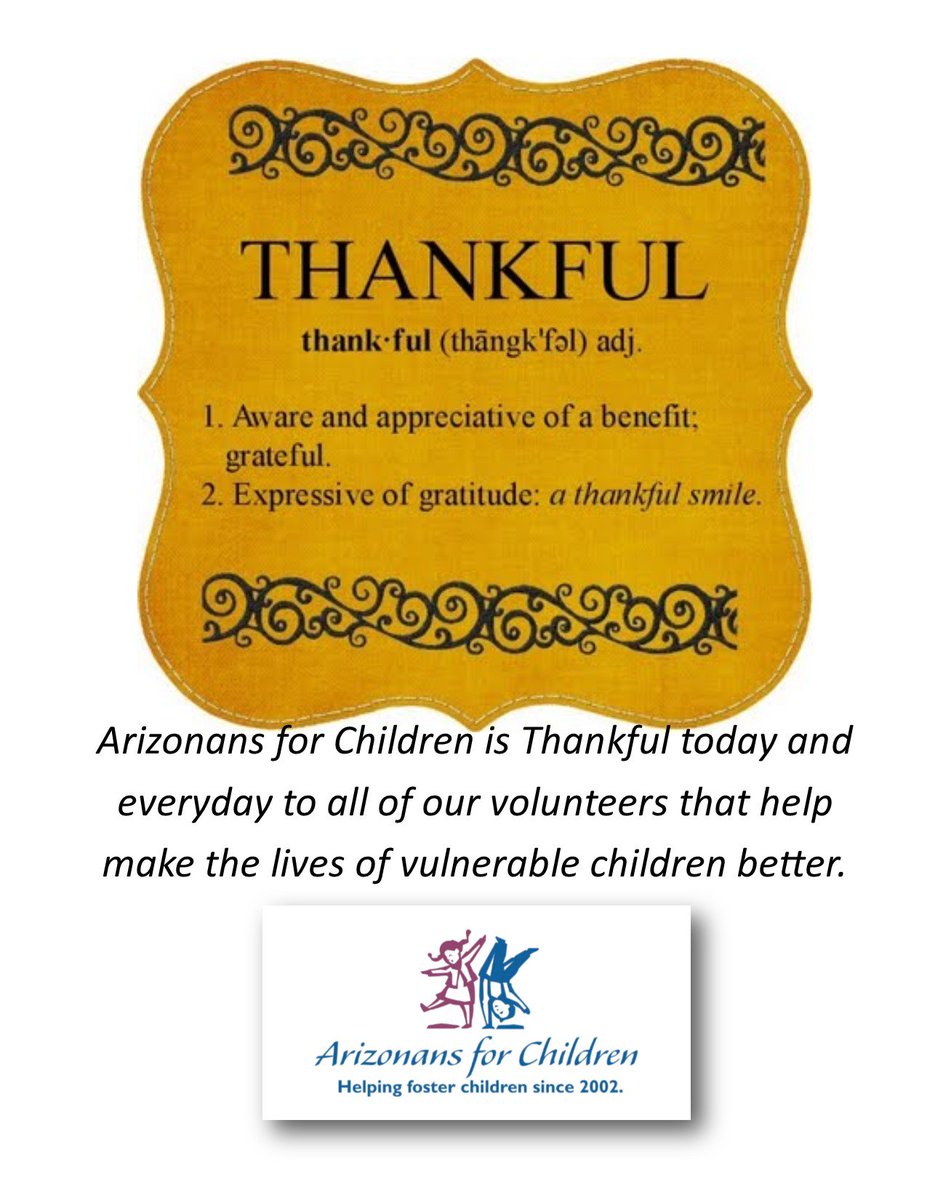 AZforChildren's tweet photo. Arizonans for Children is thankful to all of our volunteers that make the lives of vulnerable children a little better. #fostercare #mentor #visitationcenters #supervisedvisits https://t.co/lfHpdLXp6g