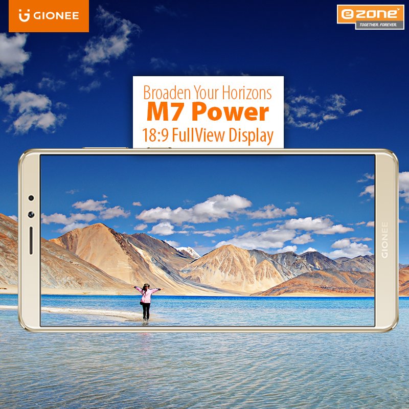 Ezonelectronics's tweet photo. Go limitless with the #M7Power by #Gionee with a wide screen display that gives you an incredible viewing experience! ->https://t.co/WfvDfC5ZAh https://t.co/PmlmWhV9Gm