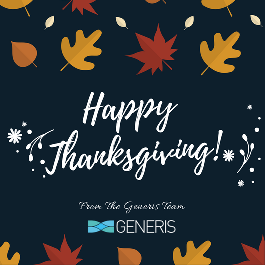 StrategyCFO's tweet image. Happy Thanksgiving from the @GenerisGP team! Wishing everyone a blessed and joyful day! #HappyThanksgiving #HappyThanksgiving2017