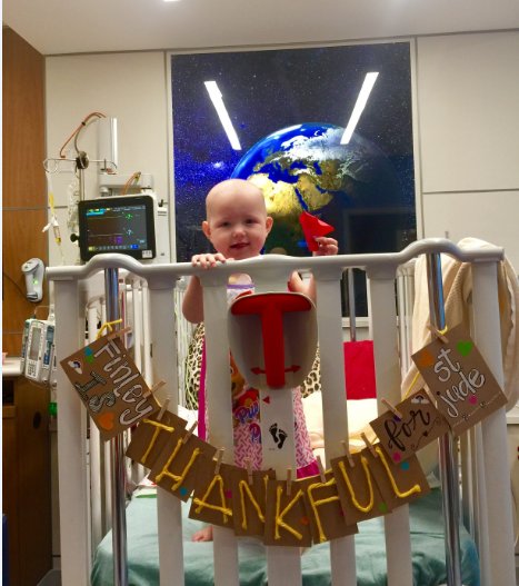 StJude's tweet photo. Happy Thanksgiving from Finley and all the kids of St. Jude! #GiveThanks https://t.co/EJDypcY2FQ
