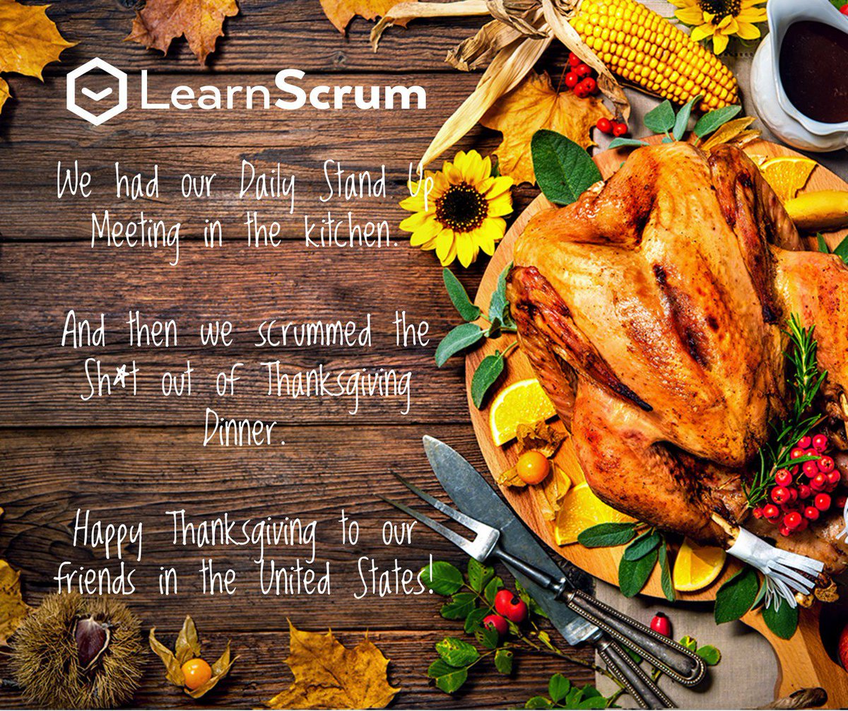 learnscrum's tweet image. Happy #Thanksgiving to our friends and families south of the Canadian border! We are thankful for #agile principles, functioning software, collaborating #Scrum teams, and Black Friday sales on post-it notes.