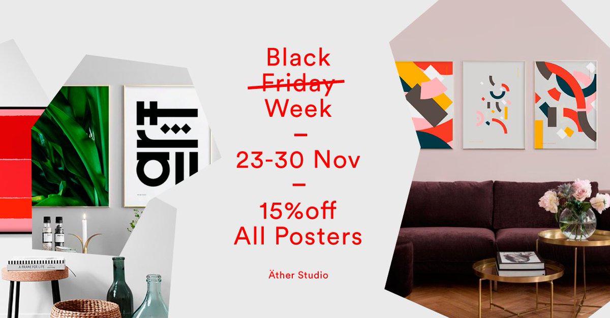 Sólo por esta semana te ofrecemos un 15% de descuento en todos nuestros posters. Para recibir tu descuento entra ahora en nuestro Shop y usa el código de cupón "BLACKWEEK" en el carrito de compra: atherstudio.com/shop/ #BlackFriday #BlackWeek #Sale #Poster