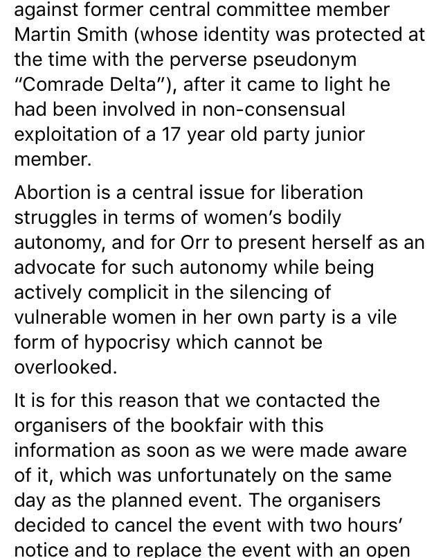 EdinAntifa's tweet photo. Edinburgh antifa's statement on SWP involvement in the @Lighthousebks  #radicalbookfair and no platforming pt1

#fucktheswp #noplatform https://t.co/NuUEOhJgPR