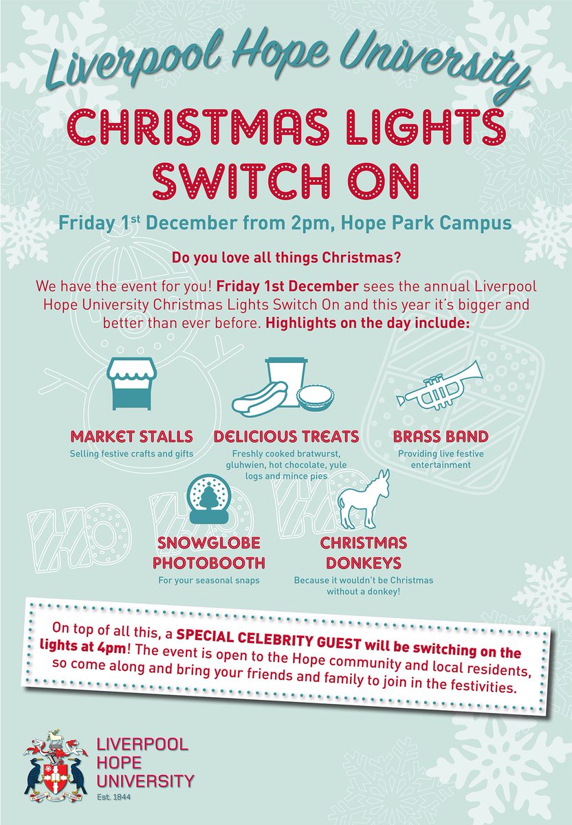 Friday 1st December is our big Christmas Lights Switch On and we are SO excited! We've got a packed afternoon planned with plenty of festivities for all the family, so come along to Hope Park from 2pm! 🎅 🌟 🎄 ⛄ ☕  #festivefun