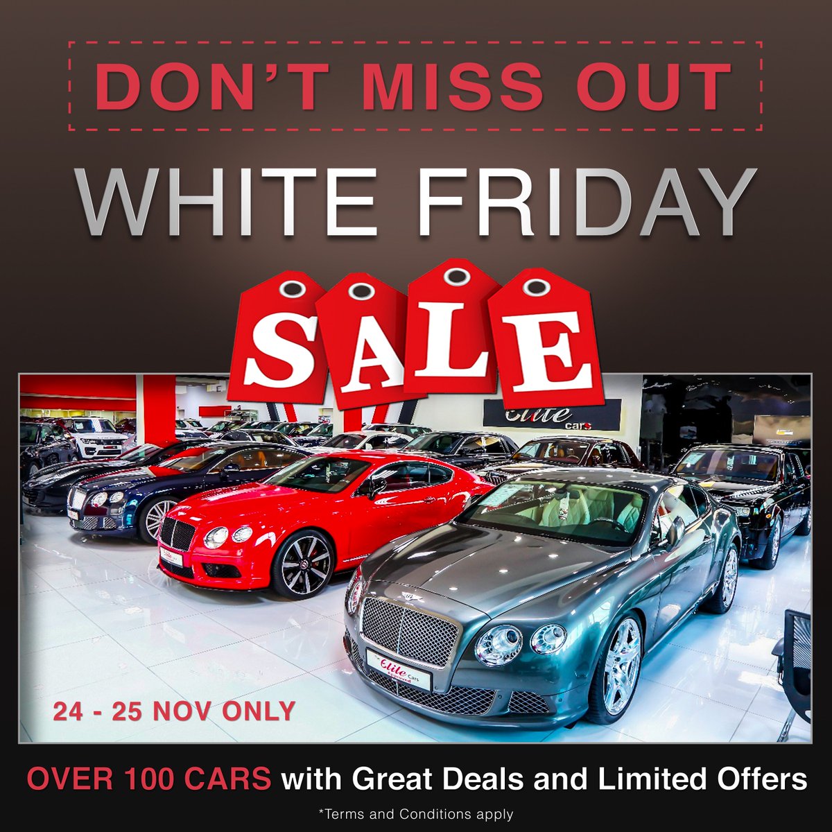 TheEliteCars's tweet photo. This is the season that you've been waiting for! Don't miss this limited chance to own the car of your dreams + get exclusive discounts + crazy deals + fun surprises + amazing offers. Drop by our showroom this weekend! Call +971 4321 2290 #WhiteFriday2017 #DXBSuperSale #DubaiAE https://t.co/sfui0BDfak