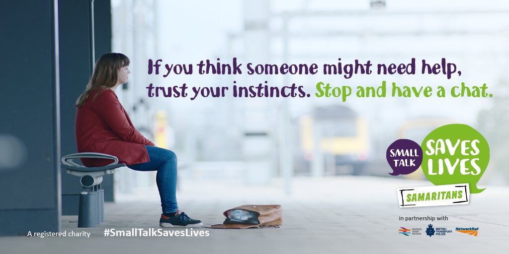 LEICSamaritans's tweet photo. #SmallTalkSavesLives https://t.co/ra1r5eZmpJ