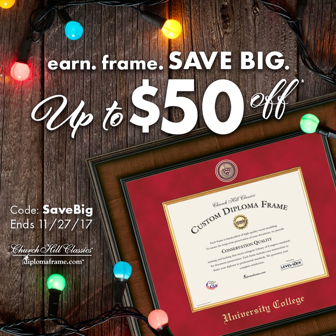 Louisville Alumni on Twitter: "Church Hill Classics is offering  #BlackFridayDeals on #diplomaframes! Use #PromoCode: SaveBig —hurry, offer  ends 11/27! https://t.co/zDlHPfP0pV #ShopNow: #BlackFriday #CyberMonday  #EarnItFrameIt #UofLAlumni https://t.co ...